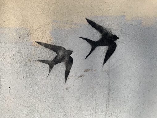 Photo of a no longer existing mural, Lublin, Rybny Square