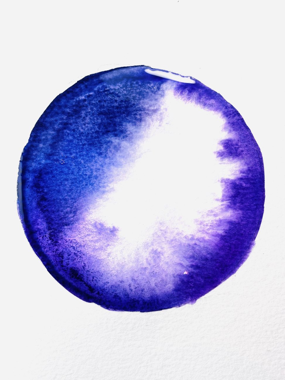 A series of six small, square watercolor paintings (15x15 cm) titled "Parallel Universes." Each piece features a unique, swirling cosmic nebula, showcasing the fluid and organic movement of pigments on paper. The collection includes vibrant pinks, deep purples, and a full spectrum of rainbow colors, representing newly created realities with delicate textures and celestial depth.