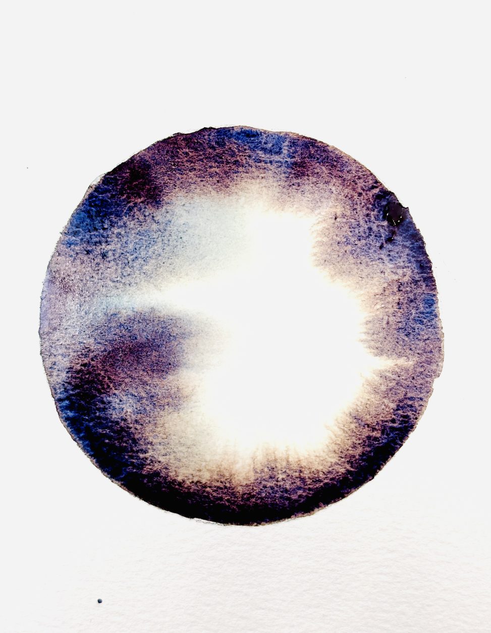 The emergence of a bounded yet infinite universe, watercolor on paper, 15x15 cm, 2026